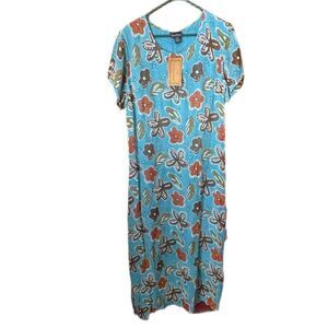 NWT Sacred  Threads size S/M maxi floral dress lined side slits shift dress.